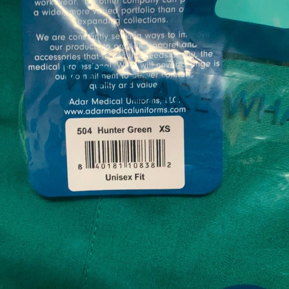 NEW 2 Pairs Hunter Green Medical Scrub Pants XS (sorry for the wrinkles) - Picture 3 of 3